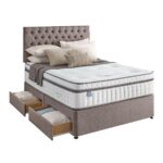 Silentnight 4 Drawer Divan Base with Eden Headboard in Pebble in 2 Colours and 3 Sizes - Image 2