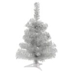 Silver Christmas Tree Xmas Artificial Traditional Pine With Stand 2ft 60cm