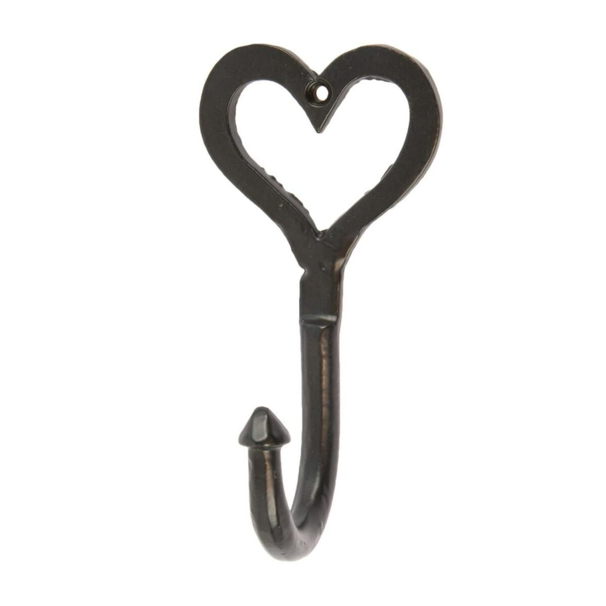 Single Heart Hook Cast Iron Antique Vintage Style Hooks W65mm x H130mm Black - Image 1