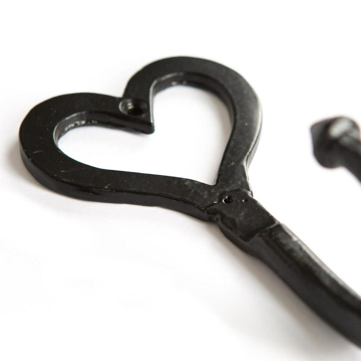 Single Heart Hook Cast Iron Antique Vintage Style Hooks W65mm x H130mm Black - Image 3