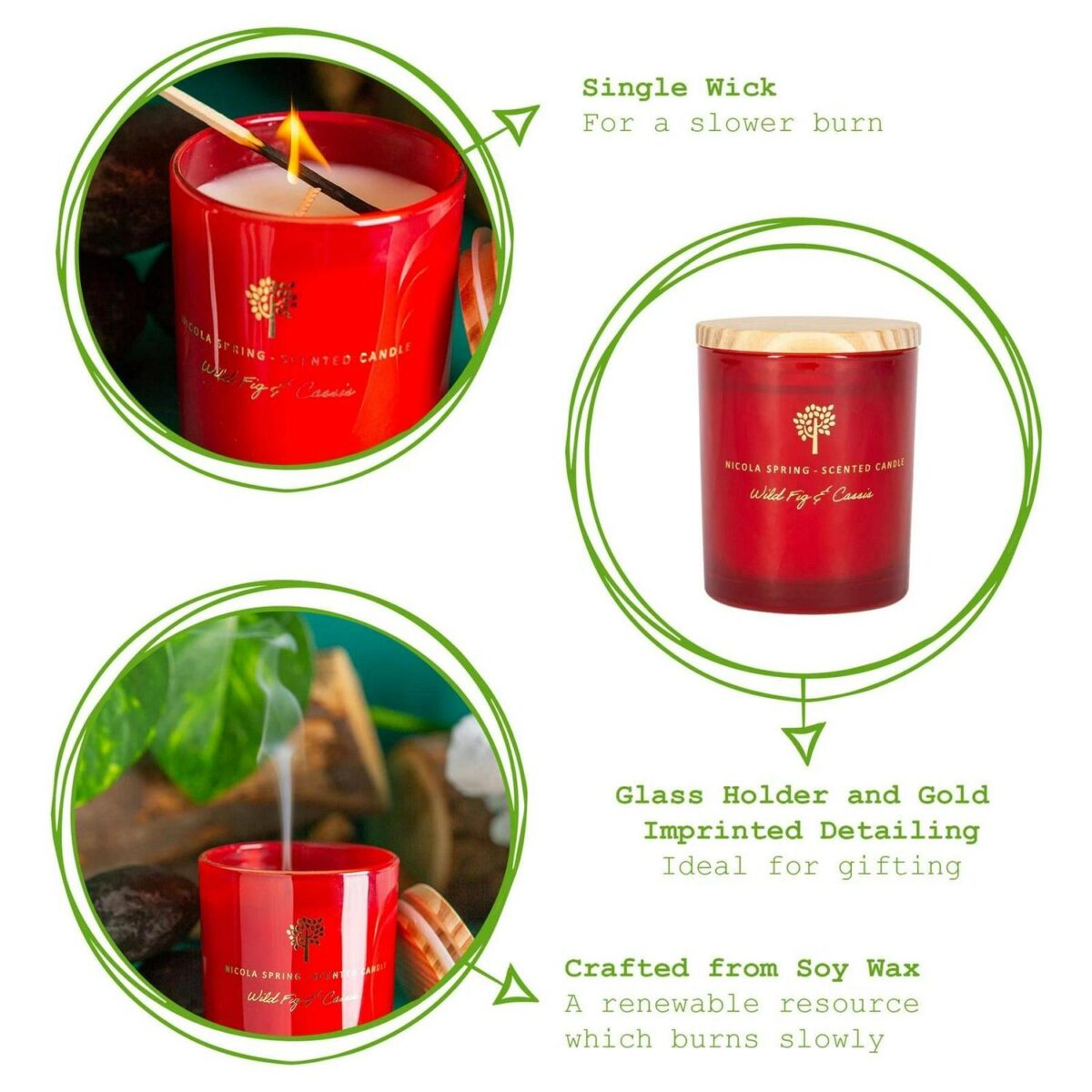 Soy Wax Scented Candle Aromatherapy Gift 21hr Burn 130g Wild Fig and Cassis - Image 2
