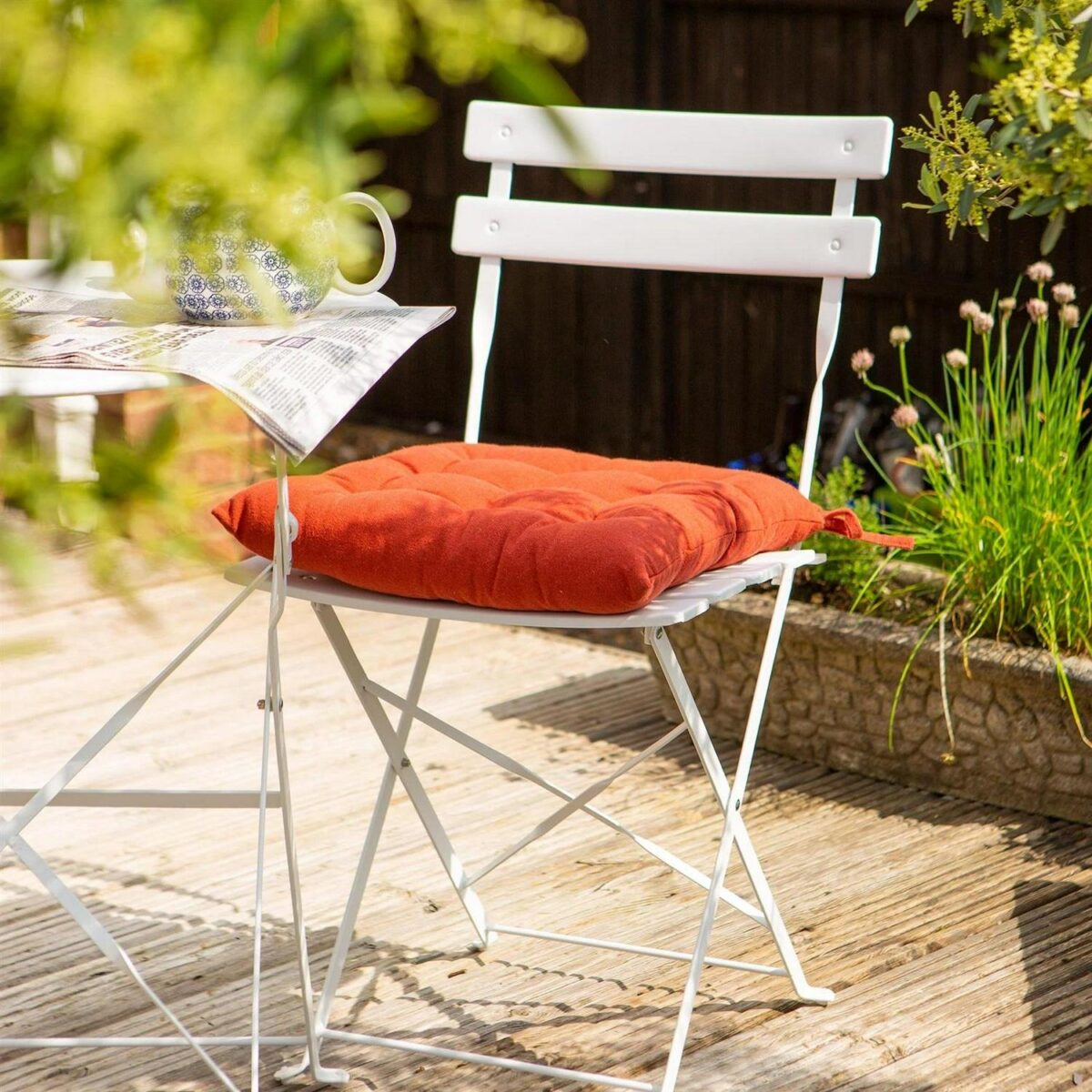 Square Garden Chair Seat Cushion Cotton Polyester Filled Outdoor Dining Paprika - Image 6