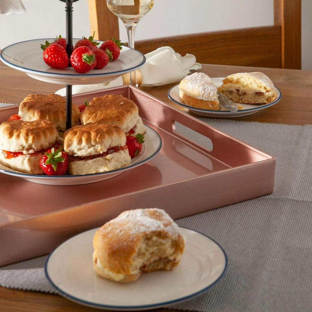 Square Serving Tray Wedding Party Dining Food Drinks Service 33cm Rose Gold - Image 5