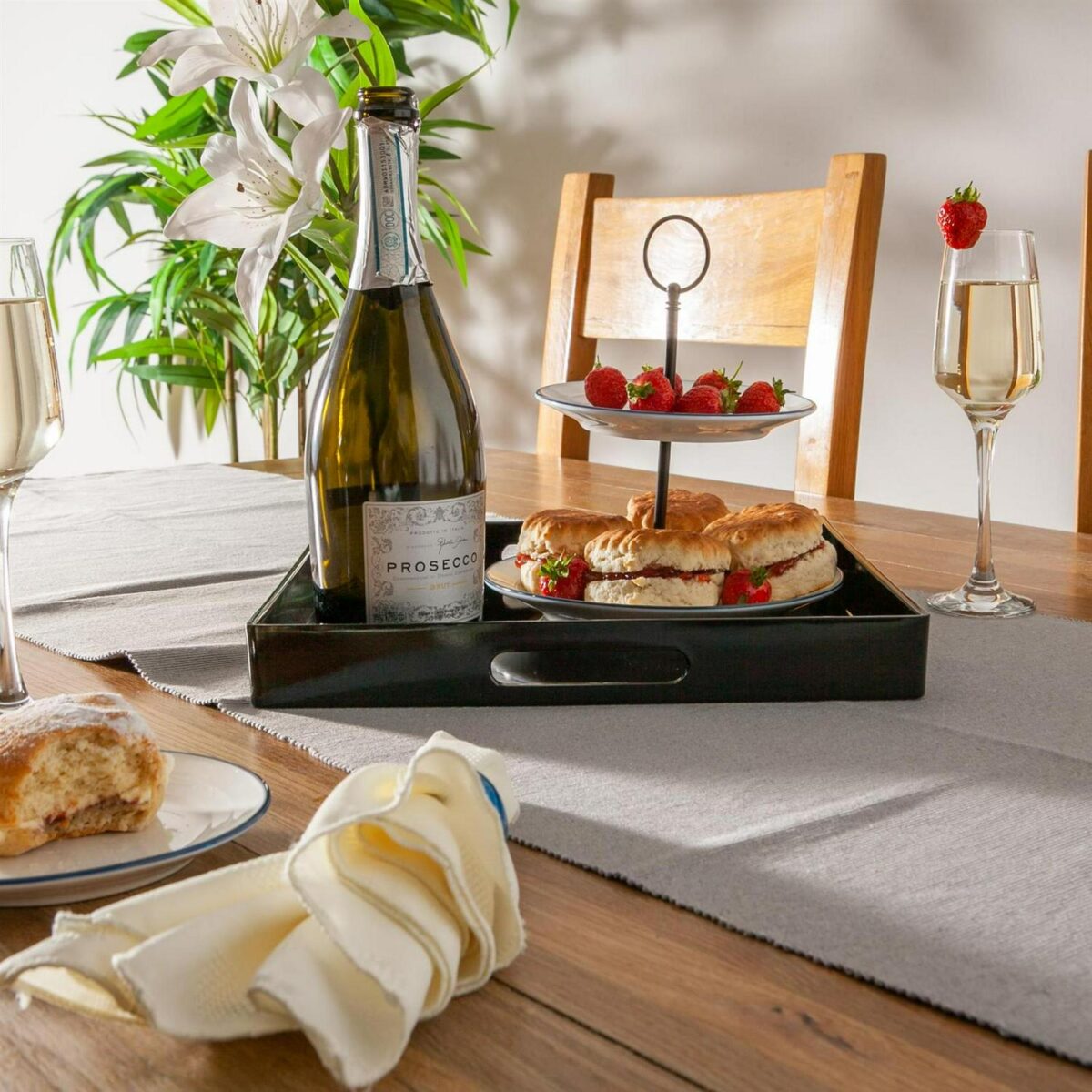 Square Serving Tray - Centre Piece With Handles 33cm White - Image 5