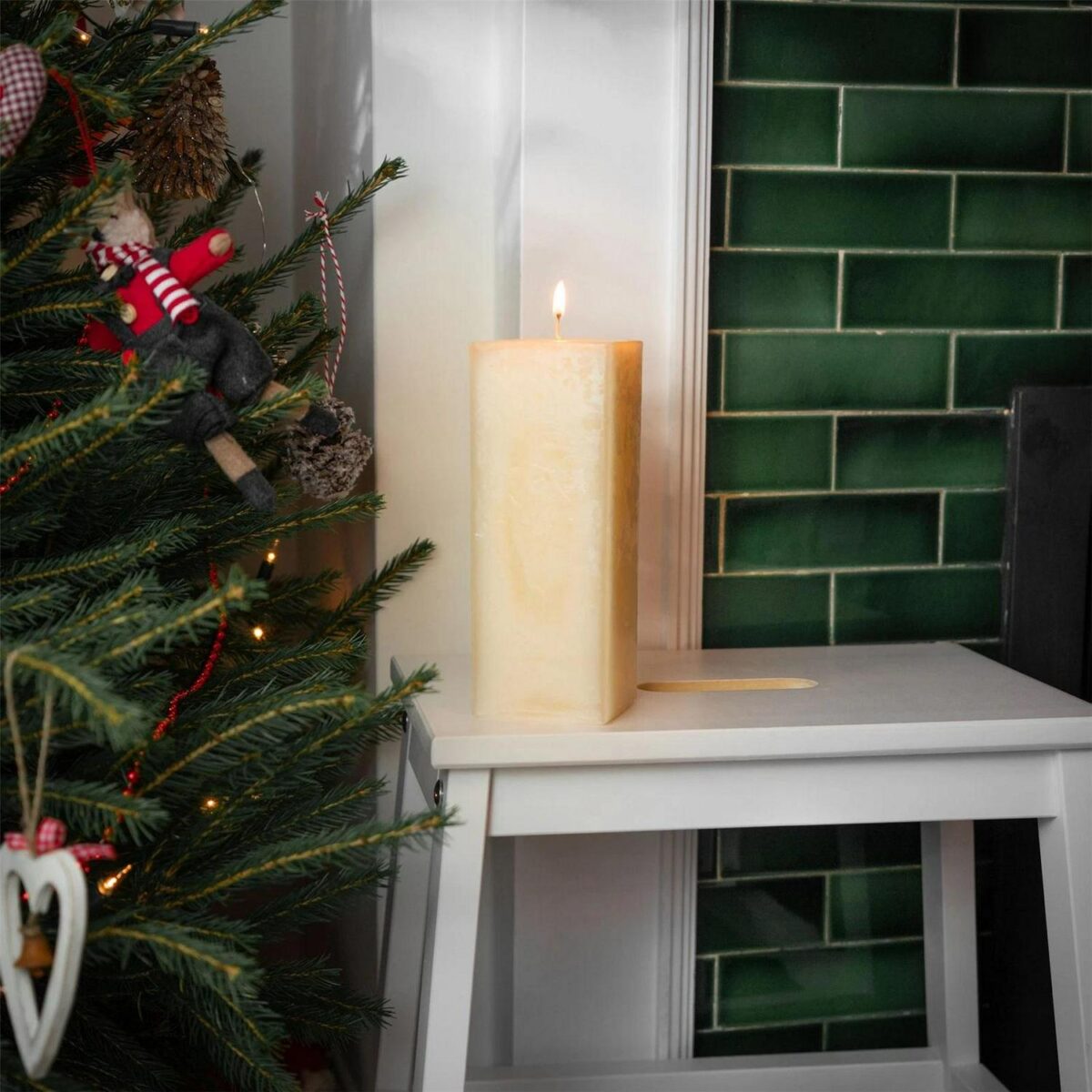 Square Vanilla Pillar Candle Large Scented Fragrance Single Wick 110 Hours - Image 4