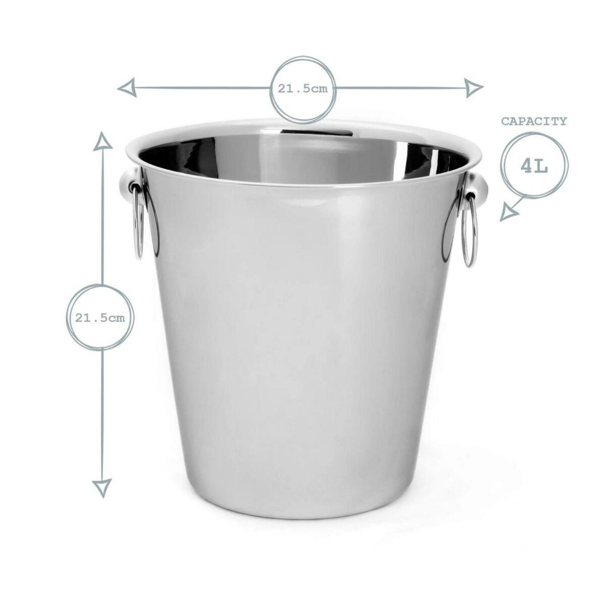Stainless Steel Ice Bucket and Tongs Set Champagne/Wine/Ice Bucket 4 Litre Silver - Image 3