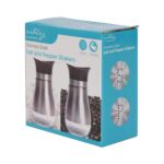 Stainless Steel Salt and Pepper Shaker Set Silver Seasoning Spice Storage Pots - Image 2