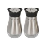 Stainless Steel Salt and Pepper Shaker Set Silver Seasoning Spice Storage Pots