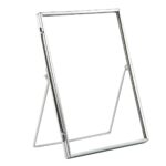 Standing Metal Photo Frame Metallic Table Desk Picture Display 6 x 8 Silver