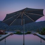 SunVilla 10ft (3m) Solar LED Round Market Umbrella in Blue - Image 3