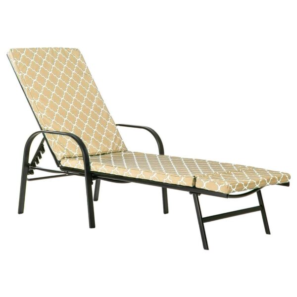 Sussex Sun Lounger Cushion Padded Outdoor Patio Garden Mattress Beige Moroccan