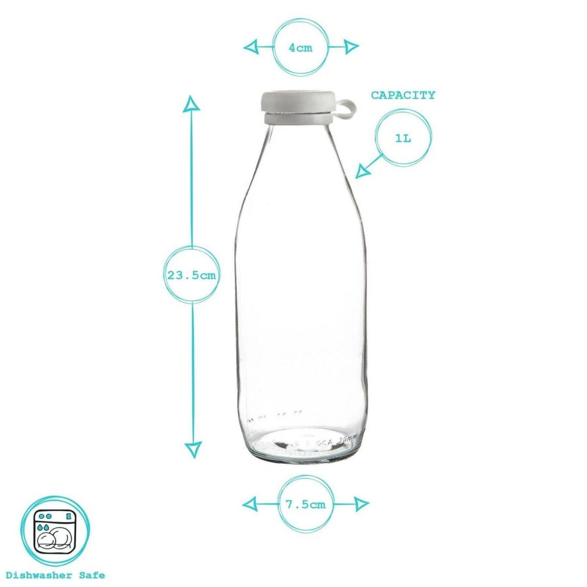 Tallo Glass Bottle Fridge Water Juice Storage Serving Carafe Decanter 1 Litre - Image 3