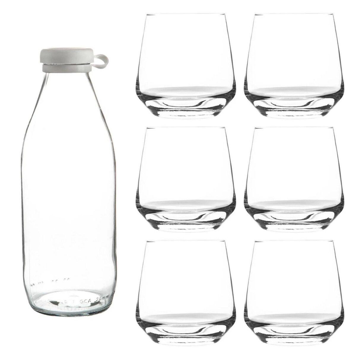 Tallo Glass Tumblers and Bottle Set Fridge Water Juice Storage Serving Decanter - Image 1