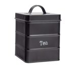 Tea Storage Canister Kitchen Jar Caddy Canisters Jars Pots Vintage Metal Black