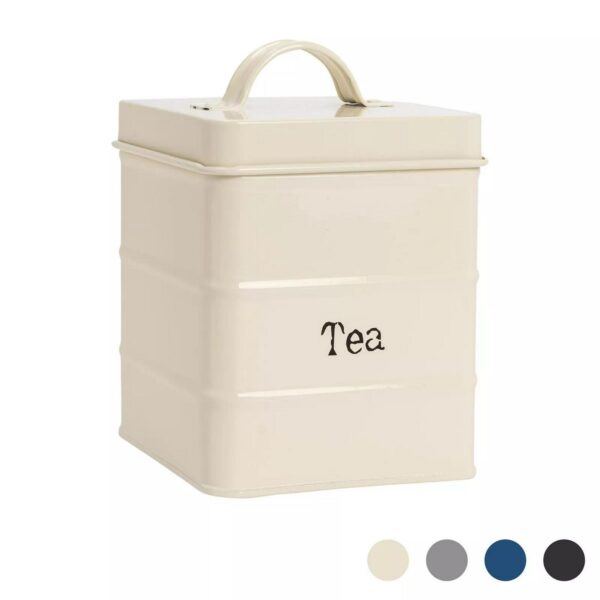 Tea Storage Canister Kitchen Jar Caddy Canisters Jars Pots Vintage Metal Cream