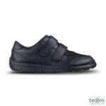 Tem Orbit Boy's Black Leather Fitted Soft Touch Tape School Shoes
