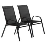 Texteline Canvas Garden Chairs Water Resistant Outdoor Patio Furniture Black