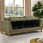 Thomasville Mokena Green Fabric 2 Seater Sofa with Storage Seats - Image 3