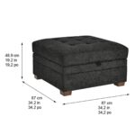 Thomasville Tisdale Dark Grey Fabric Storage Ottoman - Image 2