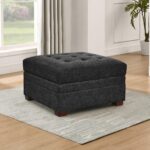 Thomasville Tisdale Dark Grey Fabric Storage Ottoman