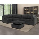 Thomasville Tisdale Dark Grey Fabric Storage Ottoman - Image 6