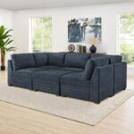 Thomasville Tisdale Blue 6 Piece Modular Fabric Sofa - Image 6