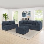Thomasville Tisdale Blue 6 Piece Modular Fabric Sofa - Image 5
