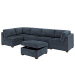 Thomasville Tisdale Blue 6 Piece Modular Fabric Sofa - Image 8