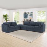 Thomasville Tisdale Blue 6 Piece Modular Fabric Sofa - Image 7