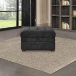Thomasville Tisdale Dark Grey Fabric Storage Ottoman - Image 4