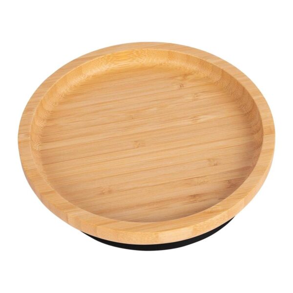 Tiny Dining Black Round Bamboo Baby Suction Plate Toddler Weaning Feeding Set