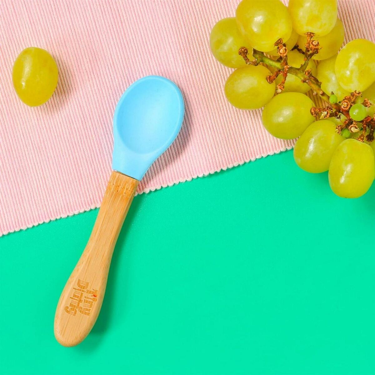 Tiny Dining Blue Bamboo Baby Feeding Spoon Silicone Soft Tip Toddler Weaning - Image 5