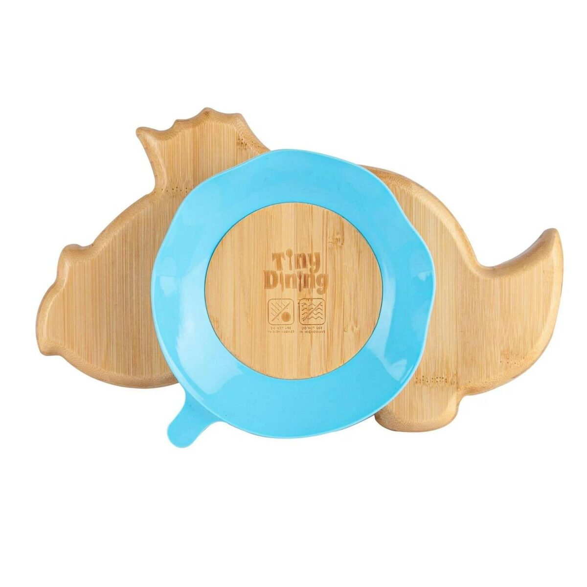 Tiny Dining Blue Dinosaur Bamboo Baby Suction Plate Toddler Weaning Feeding Set - Image 2