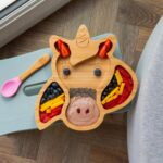 Tiny Dining Blue Unicorn Bamboo Baby Suction Plate Toddler Weaning Feeding Set - Image 6
