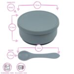 Tiny Dining Dusty Rose Silicone Baby Suction Bowl and Spoon Set Toddler Feeding - Image 3