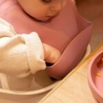 Tiny Dining Dusty Rose Adjustable Silicone Baby Feeding Bib with Food Catcher - Image 5