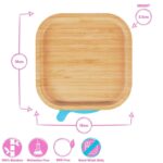 Tiny Dining Green Square Bamboo Baby Suction Plate Toddler Weaning Feeding Set - Image 3