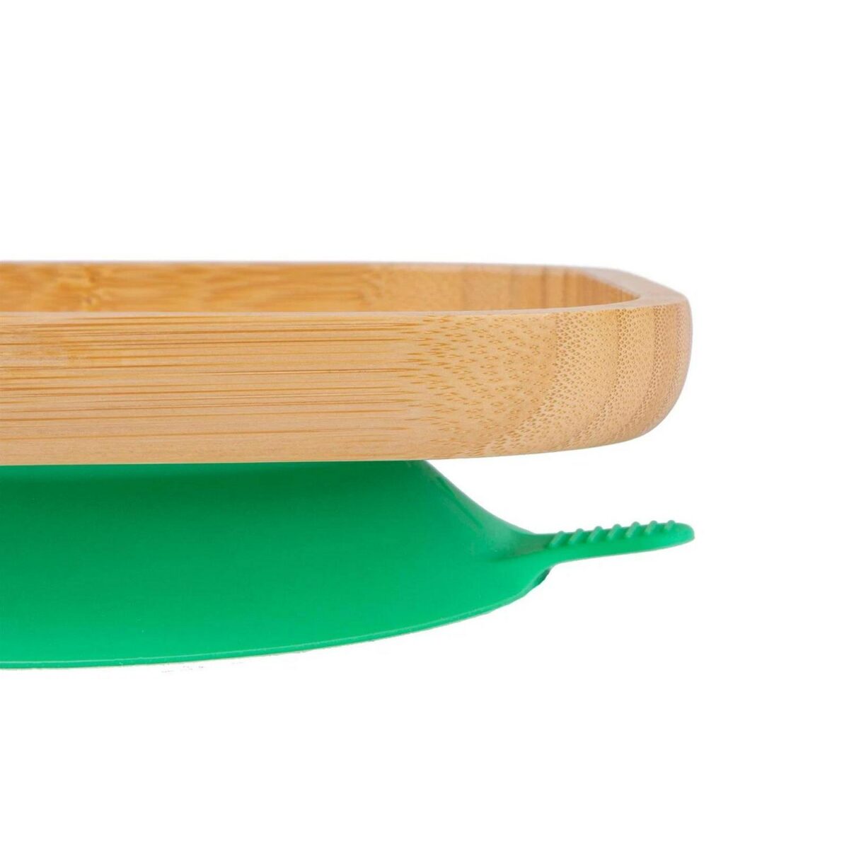 Tiny Dining Green Square Bamboo Baby Suction Plate Toddler Weaning Feeding Set - Image 2
