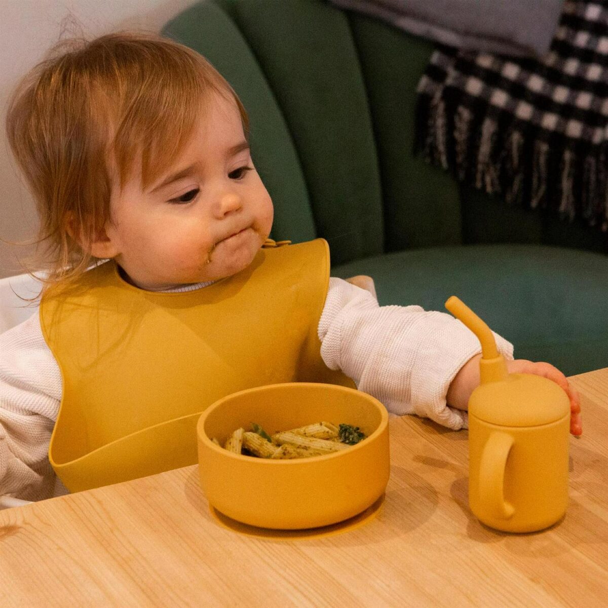 Tiny Dining Ochre 120ml Silicone Baby Sippy Cup with Handles BPA Free - Image 4