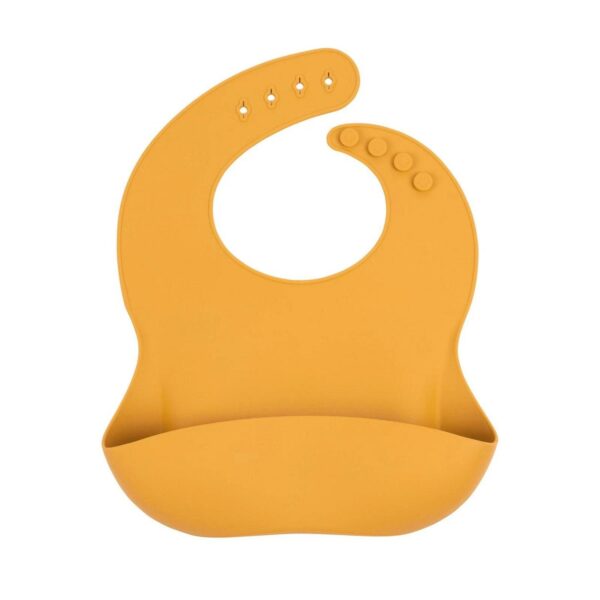Tiny Dining Ochre Adjustable Silicone Baby Feeding Bib with Food Catcher