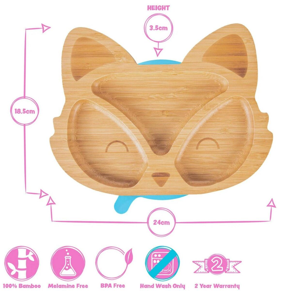 Tiny Dining Orange Fox Bamboo Baby Suction Plate Toddler Weaning Feeding Set - Image 6