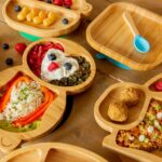 Tiny Dining Orange Square Bamboo Baby Suction Plate Toddler Weaning Feeding Set - Image 7