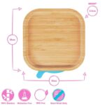 Tiny Dining Orange Square Bamboo Baby Suction Plate Toddler Weaning Feeding Set - Image 3