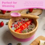 Tiny Dining Pink Bamboo Baby Suction Bowl and Spoon Set Toddler Weaning Feeding - Image 4