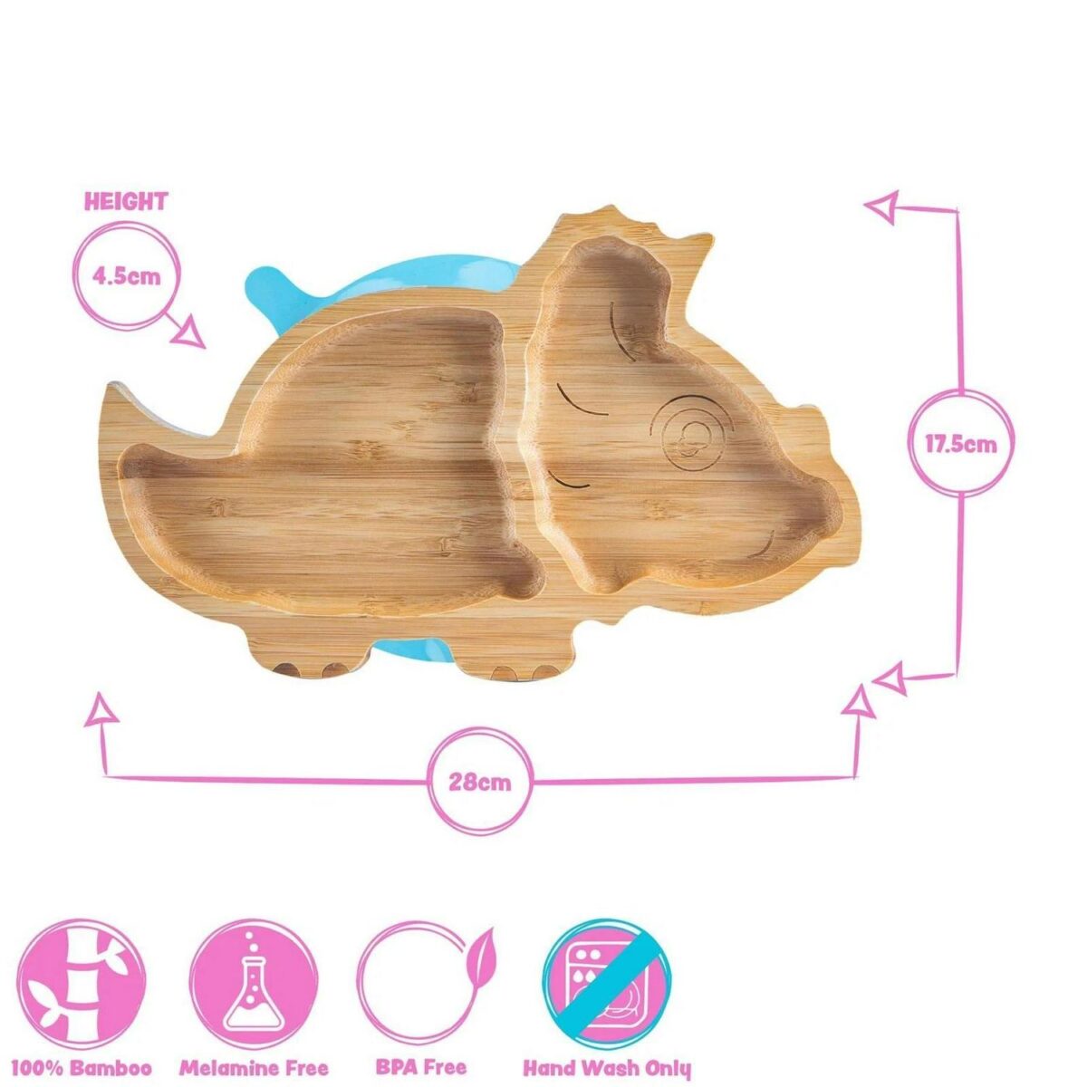 Tiny Dining Red Dinosaur Bamboo Baby Suction Plate Toddler Weaning Feeding Set - Image 3