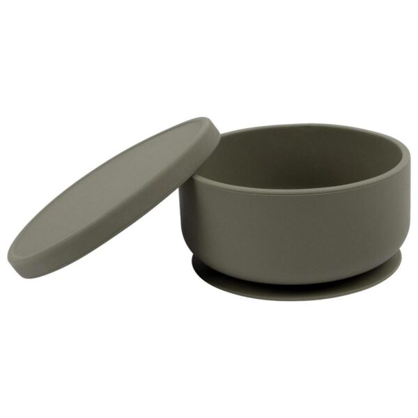 Tiny Dining Silver Sage Silicone Baby Suction Bowl with Lid Toddler Feeding Set
