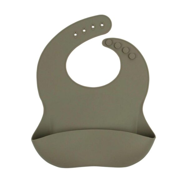 Tiny Dining Silver Sage Adjustable Silicone Baby Feeding Bib with Food Catcher