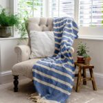Turkish Cotton Bath Towel Lightweight Beach Peshtemal 170 x 90cm Navy Stripe - Image 7