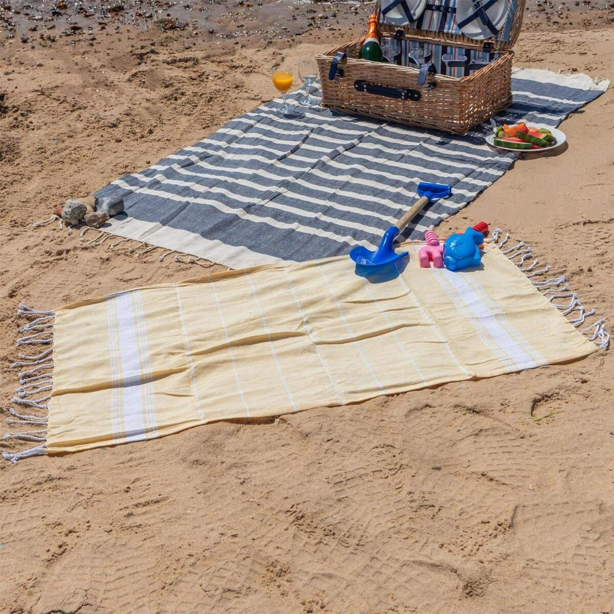 Turkish Cotton Children's Towel Lightweight Beach Peshtemal 100 x 60cm Yellow - Image 5