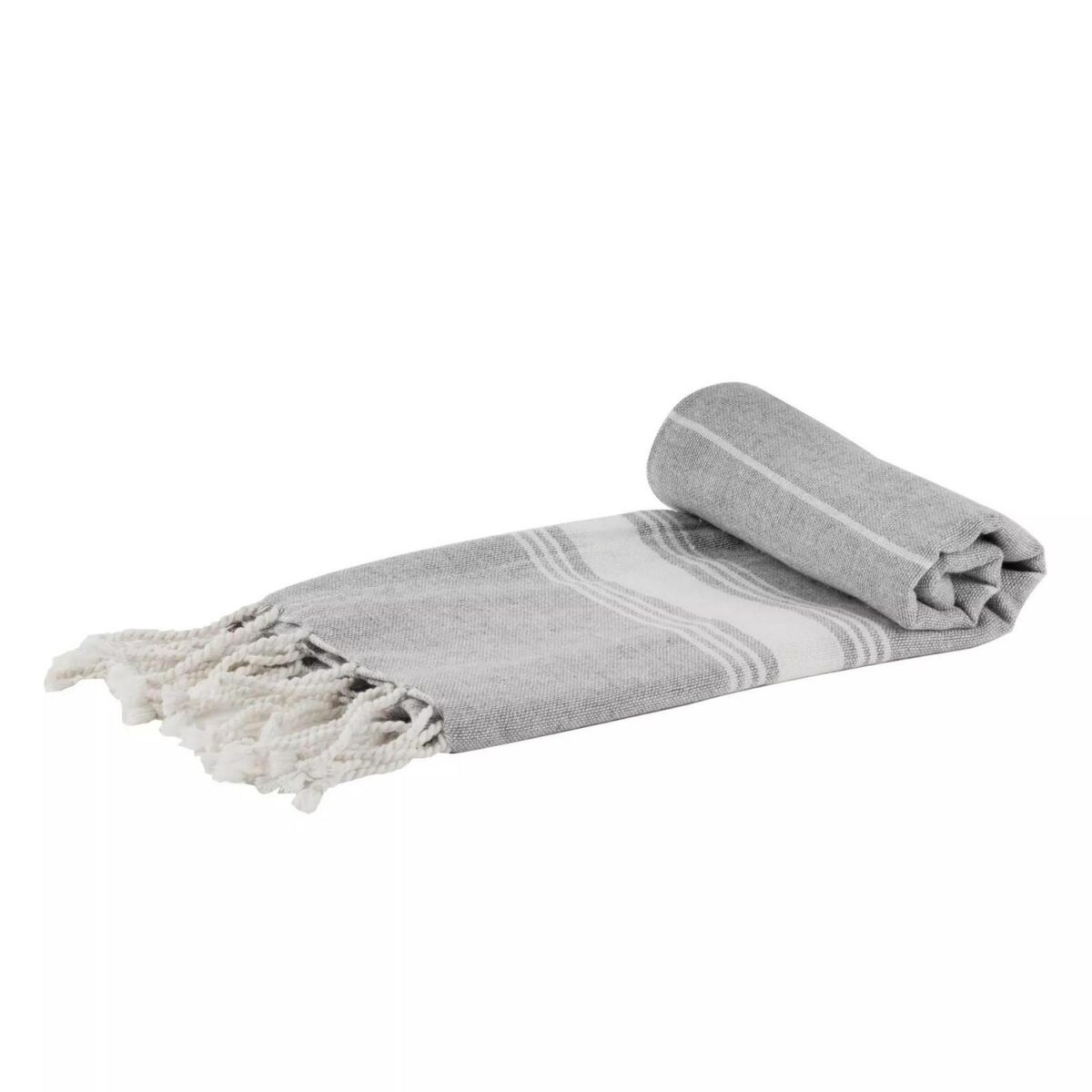 Turkish Cotton Children's Towel Lightweight Beach Peshtemal 100 x 60cm Grey - Image 1